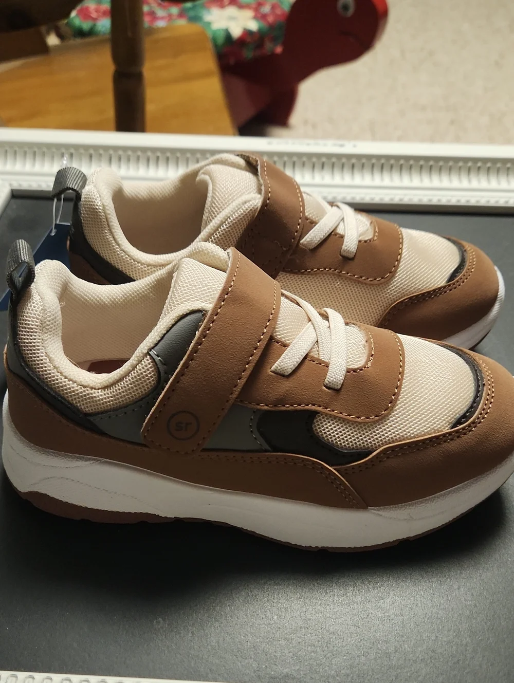 Munckins Kids Brown & Cream Velcro Sneakers